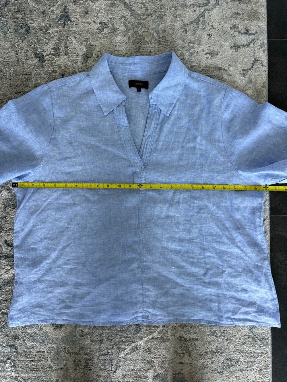 Quince 100% European Linen Short Sleeve Popover Top, Size XL - Picture 9 of 10